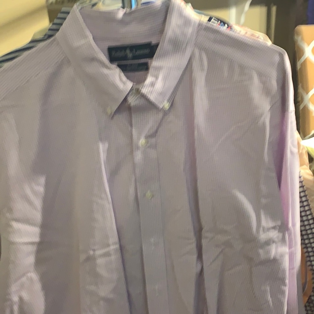 Purple and white check shirt worn once had it dry cleaned